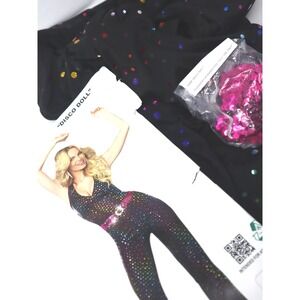 Black Glitter Jumpsuit XL Dreamgirl Women Disco Sequin Halter 70s Costume Set